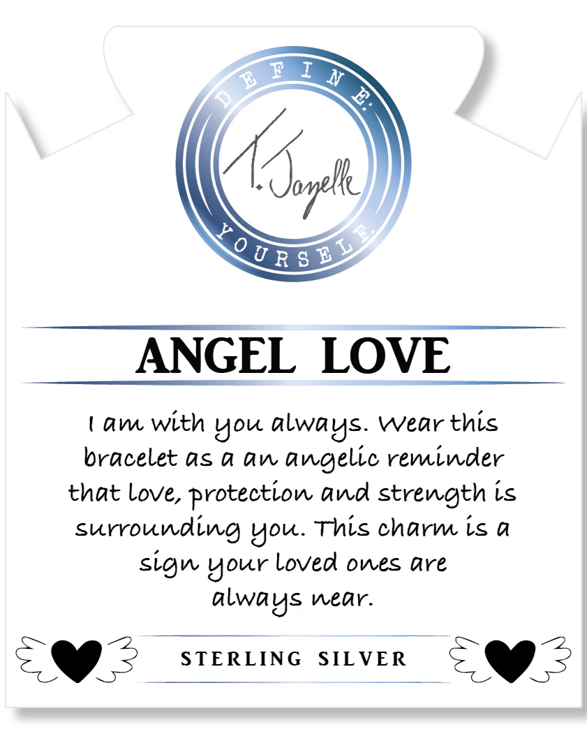 Sky Blue Jade Gemstone Bracelet with Angel Love Sterling Silver Charm - Image 2