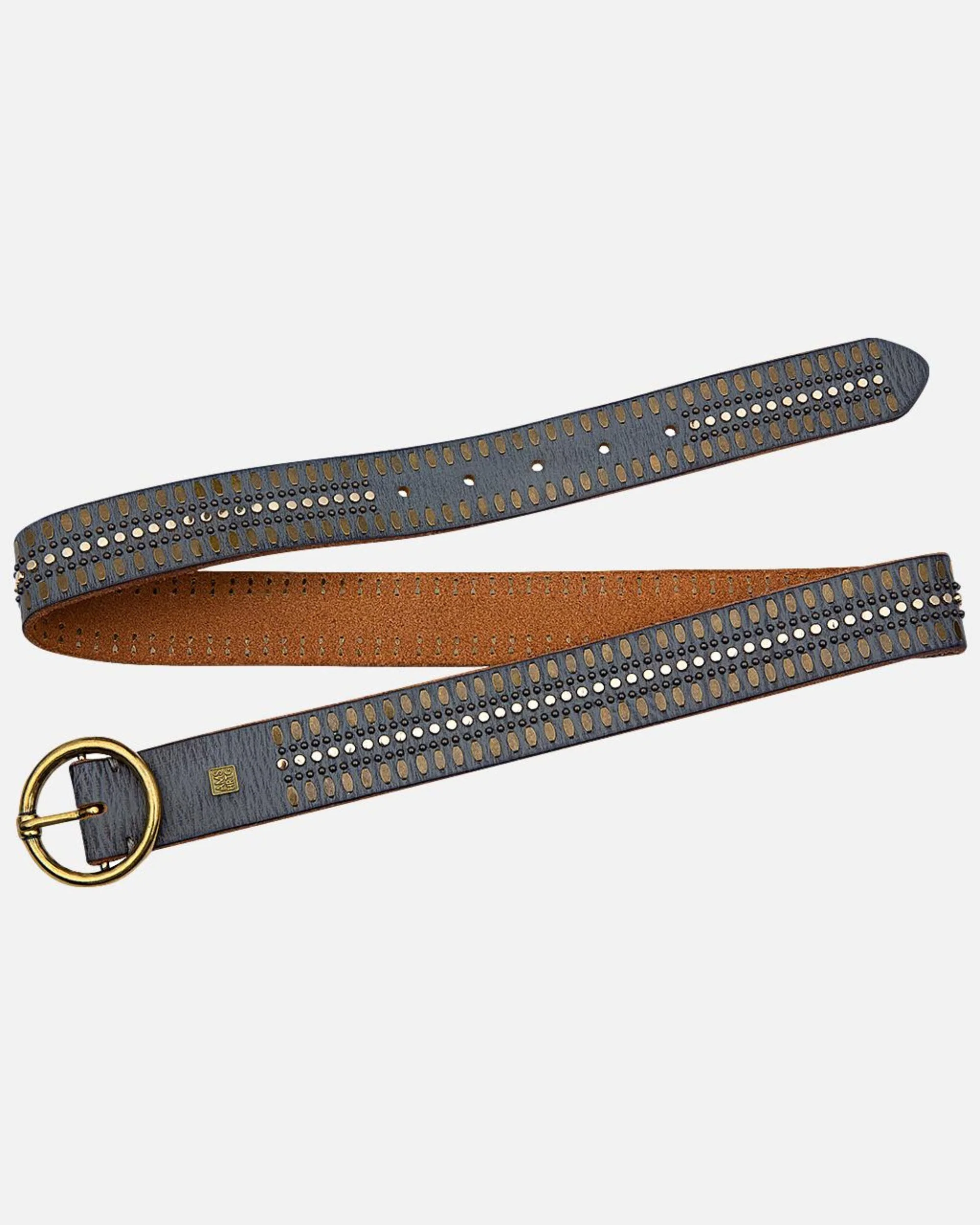 Soraya | Studded Leather Belt with Gold Round Buckle - Image 11