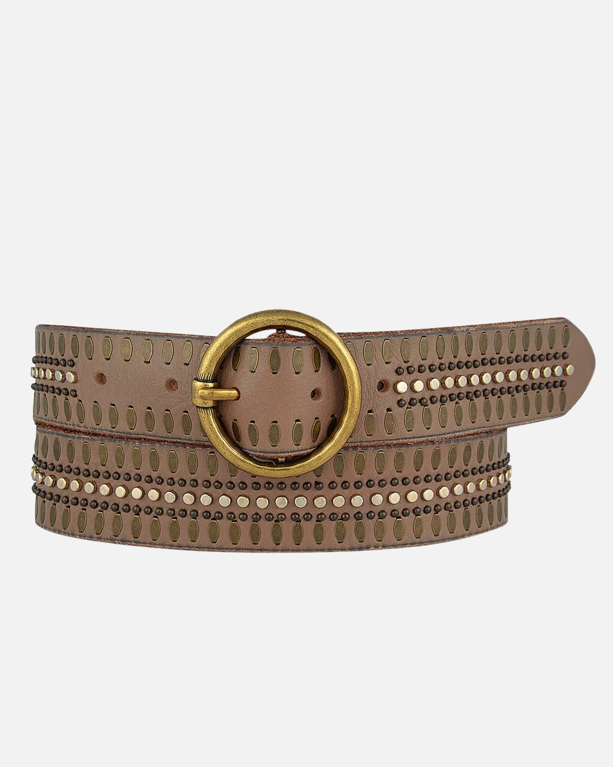 Soraya | Studded Leather Belt with Gold Round Buckle - Image 12