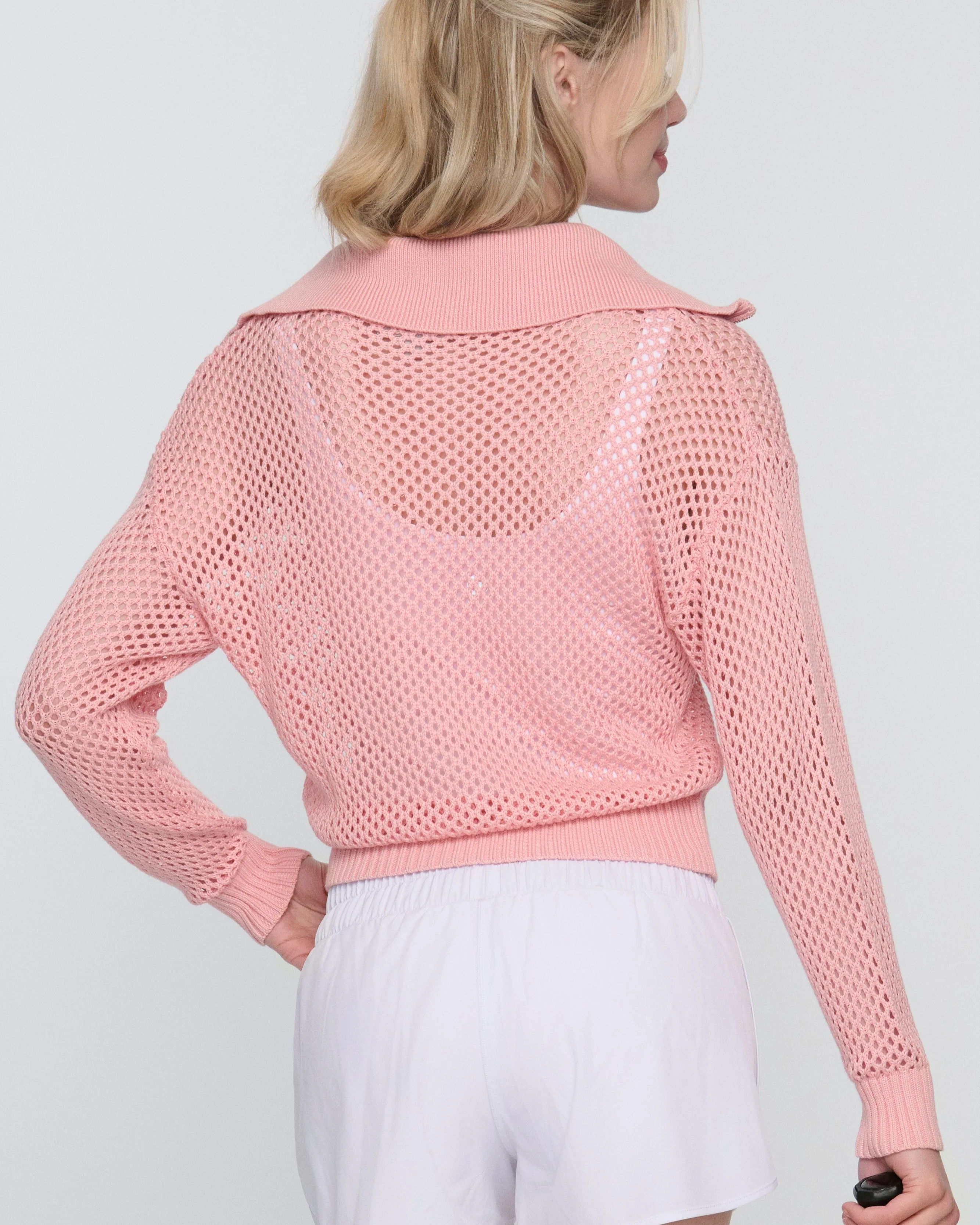 Tania Crochet Pickleball Sweater – Lightweight Half-Zip Knit - Image 5