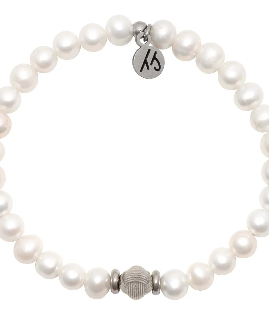 The Cape Bracelet- Pearl with Friendship Knot Silver Ball
