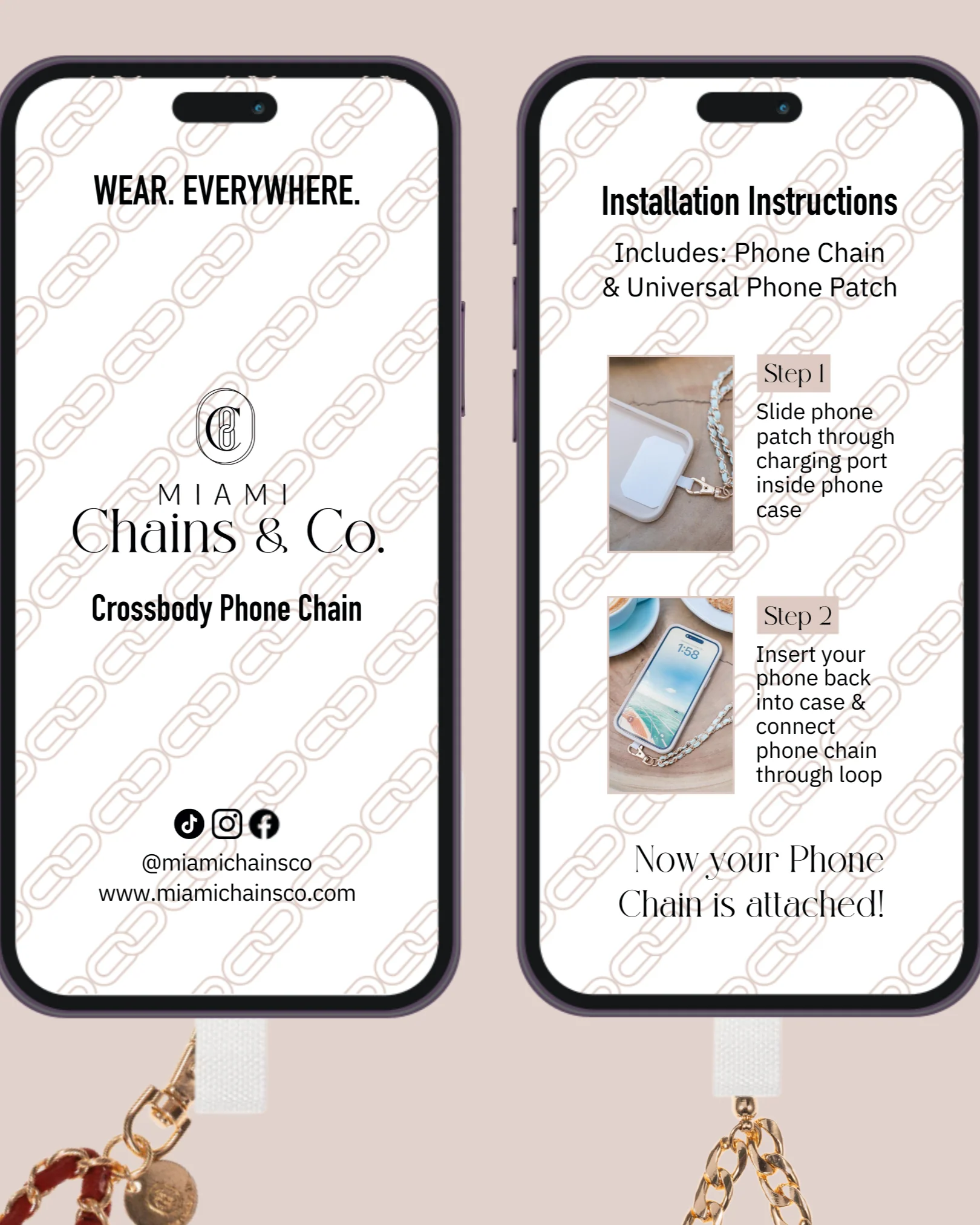Two Tone Black N' Silver Crossbody Phone Chain - Image 3