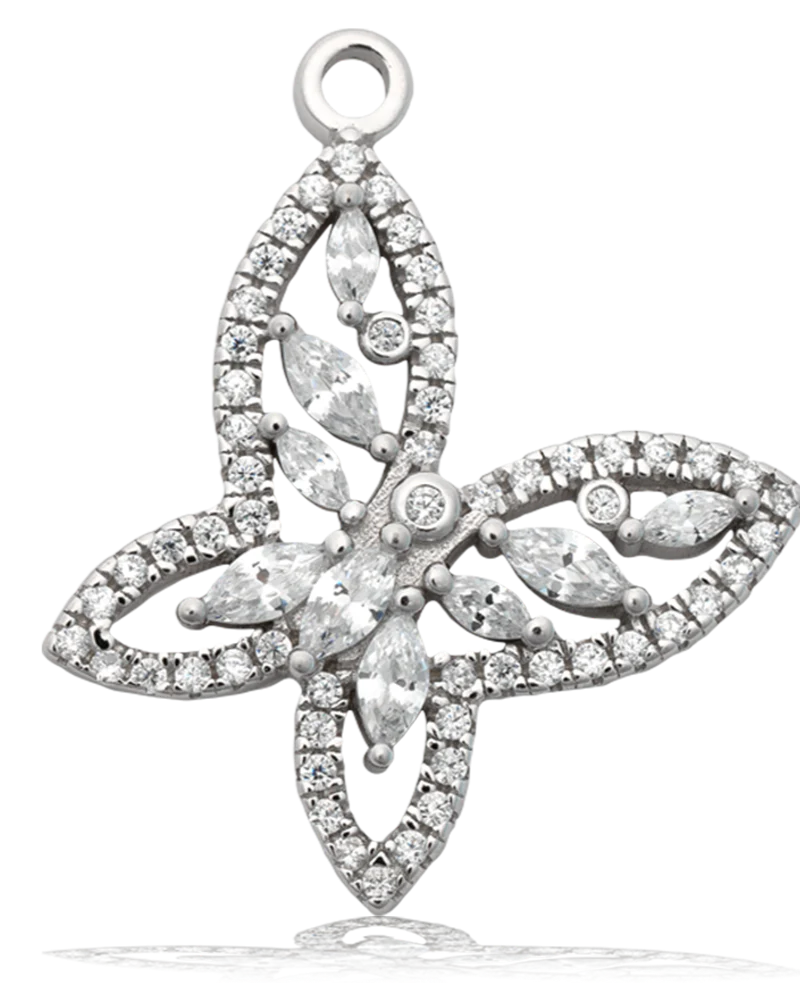 Yellow Shell Gemstone Bracelet with Butterfly CZ Sterling Silver Charm - Image 3